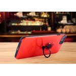 Wholesale iPhone X (Ten) 360 Neon Rotating Ring Stand Hybrid Case with Metal Plate (Red)